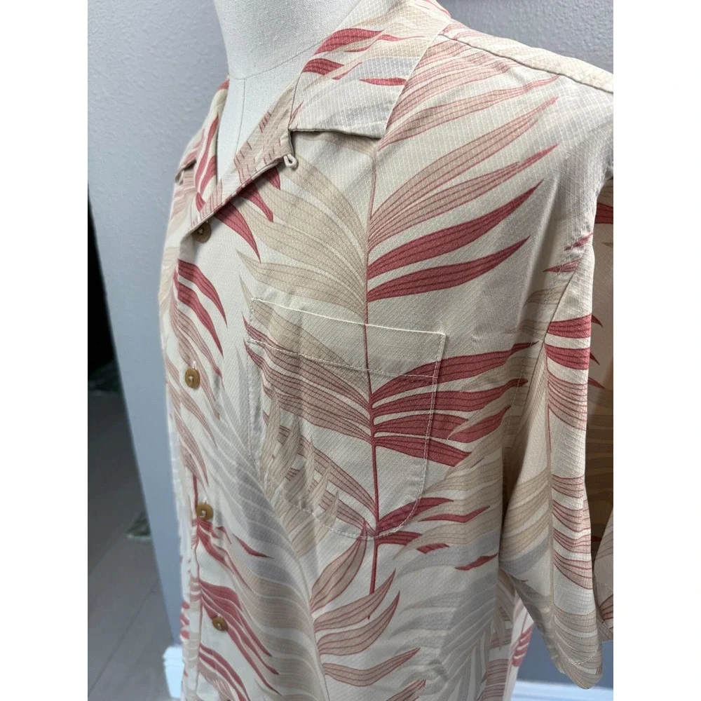 Tommy Bahama Mens Silk Tropical Palm Leaf‎ Short Sleeve Button Shirt Large